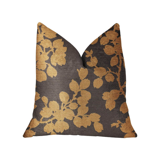 Whispering Willow Gold and Gray Luxury Throw Pillow - Plutus Brands