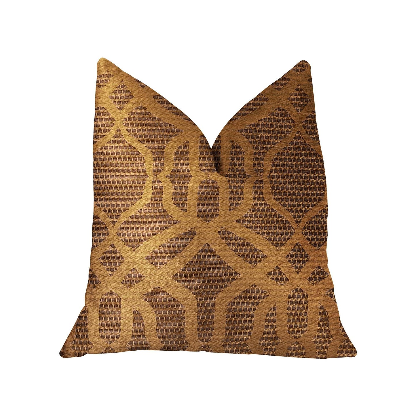 Portia Gold and Brown Luxury Throw Pillow - Plutus Brands