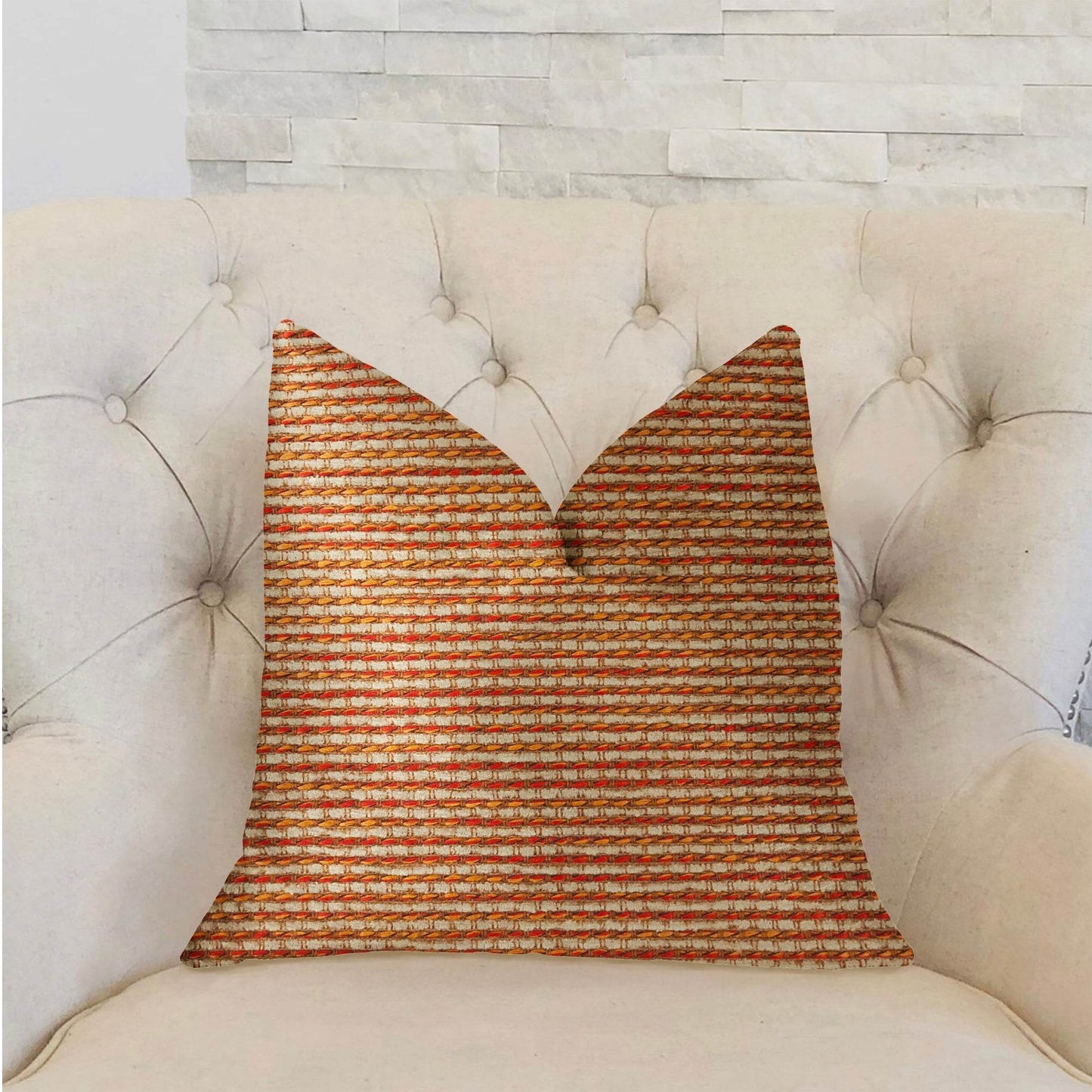 French Brick Orange and Beige Luxury Throw Pillow - Plutus Brands