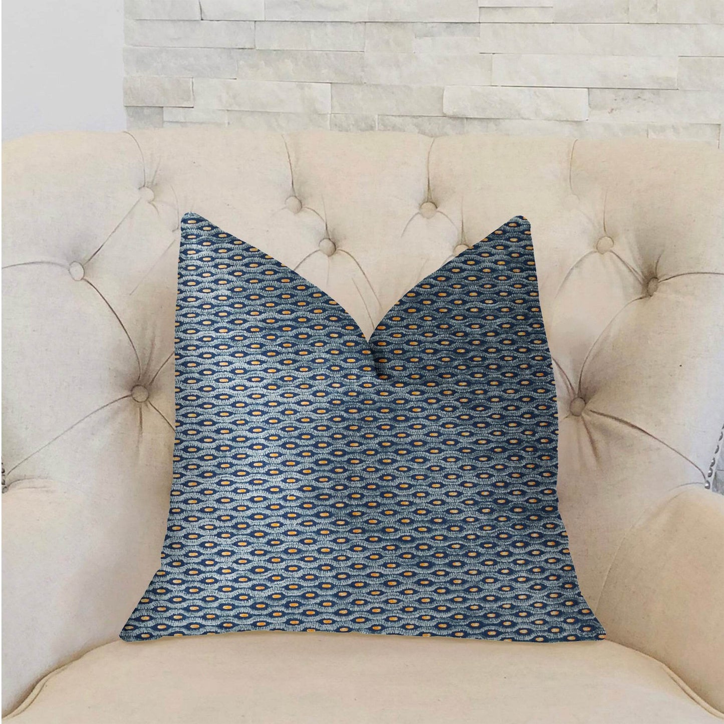 Teal Abyss Blue and Gold Luxury Throw Pillow - Plutus Brands