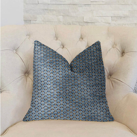 Teal Abyss Blue and Gold Luxury Throw Pillow - Plutus Brands