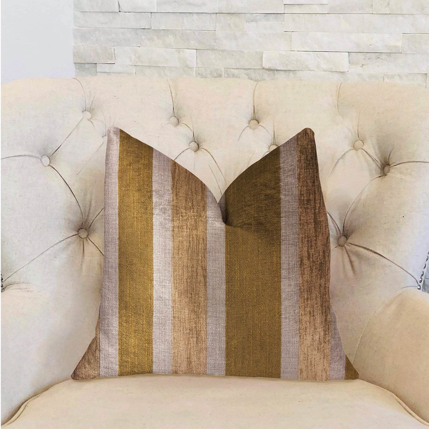 Golden Tan Lines Gold Luxury Throw Pillow - Plutus Brands