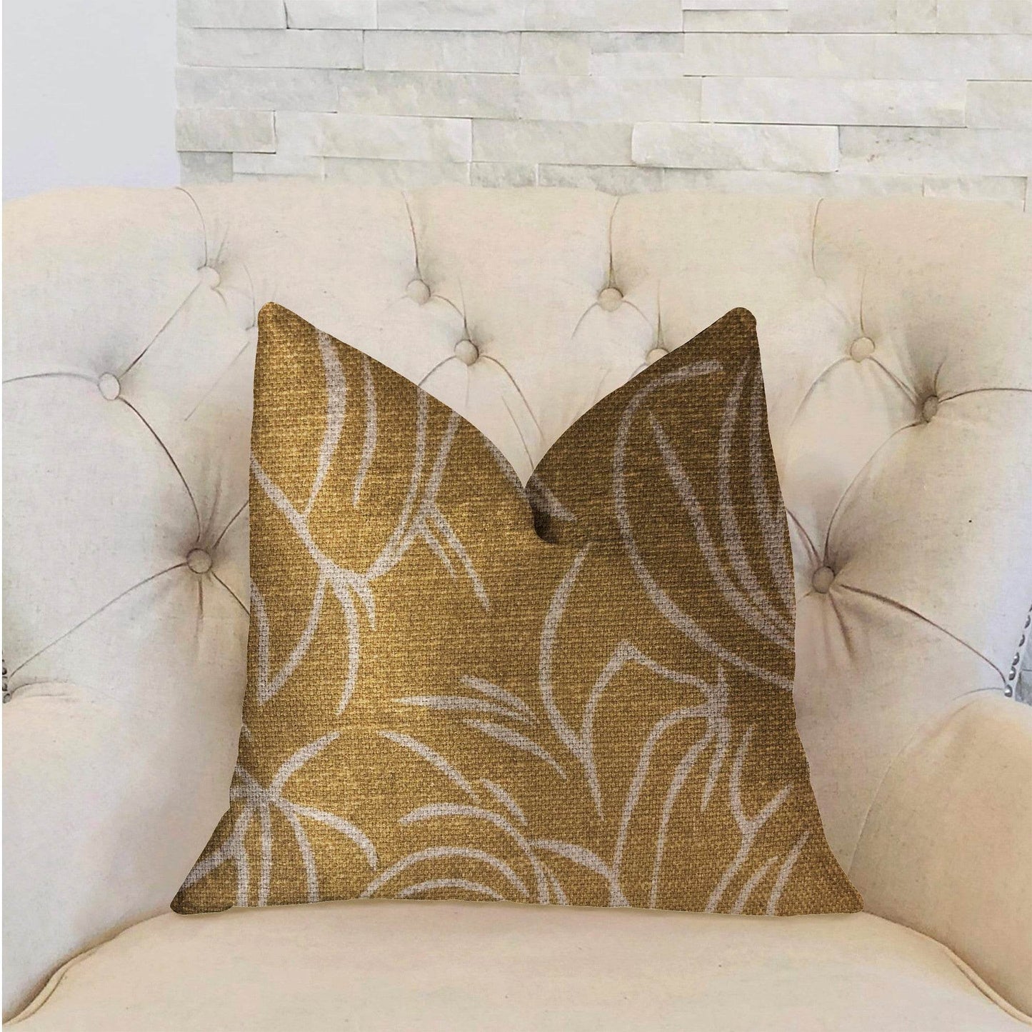 Mira Mirage Gold Luxury Throw Pillow - Plutus Brands