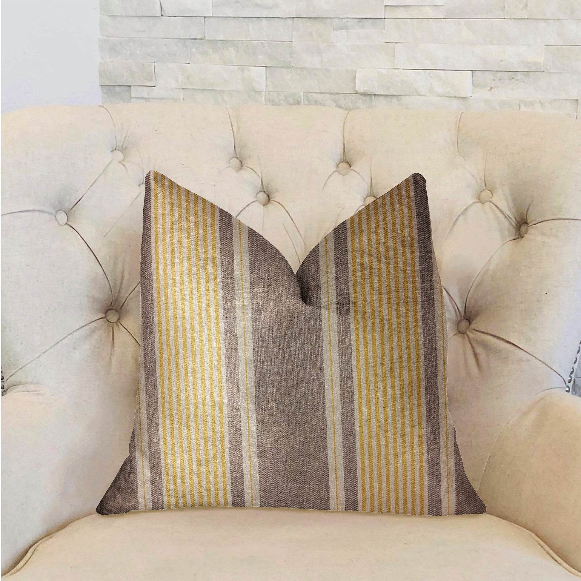 Graceful Bridge Yellow and Gray Luxury Throw Pillow - Plutus Brands
