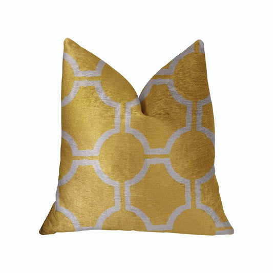 Honeycomb Yellow and Beige Luxury Throw Pillow - Plutus Brands
