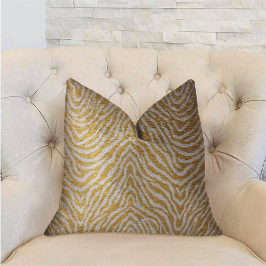 Oasis Waves Yellow and Beige Luxury Throw Pillow - Plutus Brands