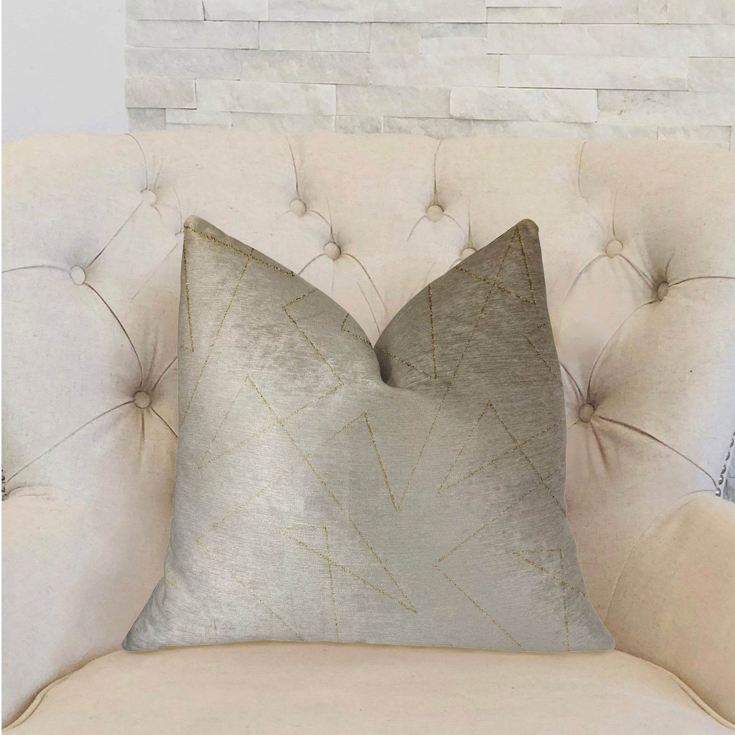 Gold Divinity Gold and Beige Luxury Throw Pillow - Plutus Brands