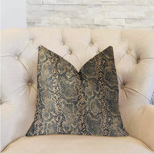 Exotic Phantom Blue and Gold Luxury Throw Pillow - Plutus Brands