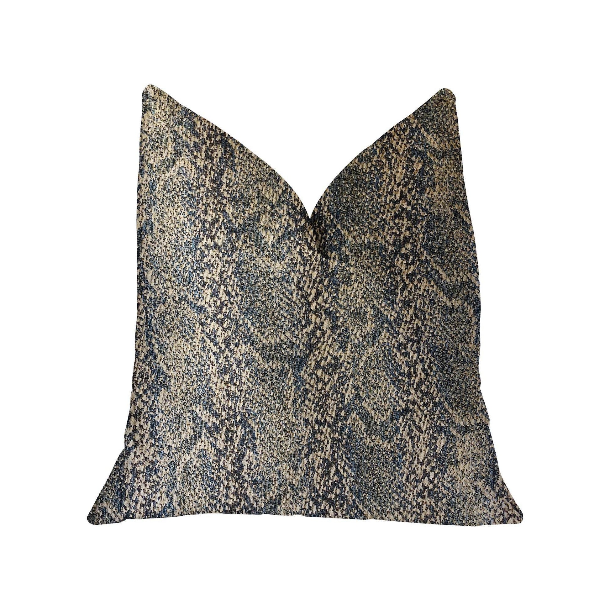 Exotic Phantom Blue and Gold Luxury Throw Pillow - Plutus Brands
