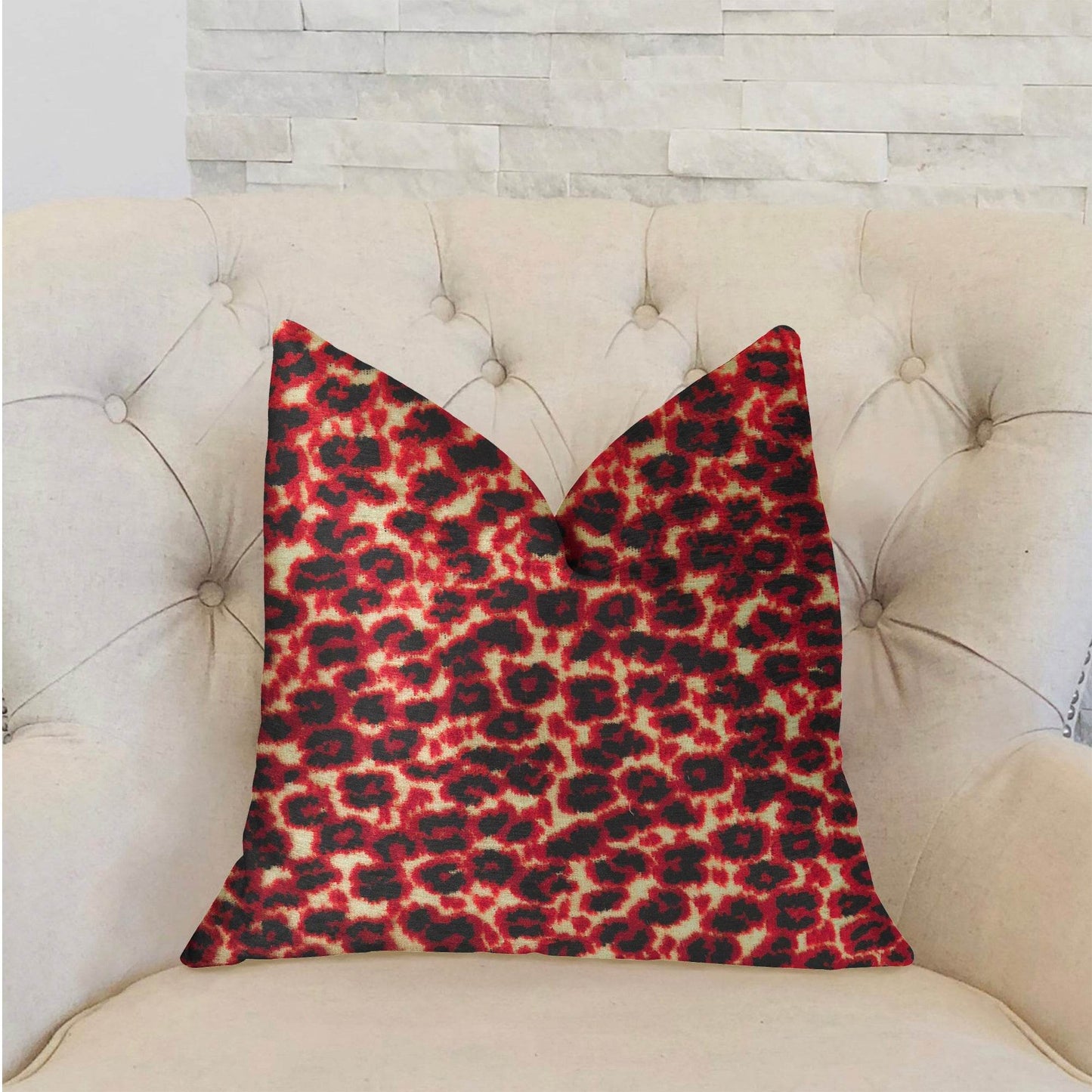 Crimson Cheetah Black and Red Luxury Throw Pillow - Plutus Brands
