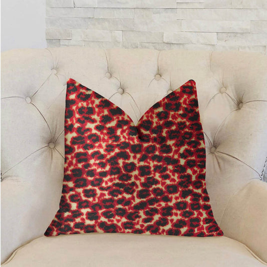 Crimson Cheetah Black and Red Luxury Throw Pillow - Plutus Brands
