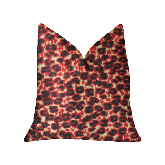Crimson Cheetah Black and Red Luxury Throw Pillow - Plutus Brands