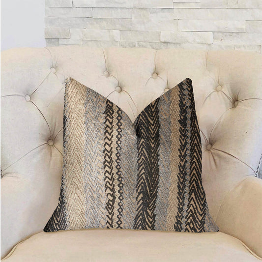 Grey Horizon Blue and Gray Luxury Throw Pillow - Plutus Brands