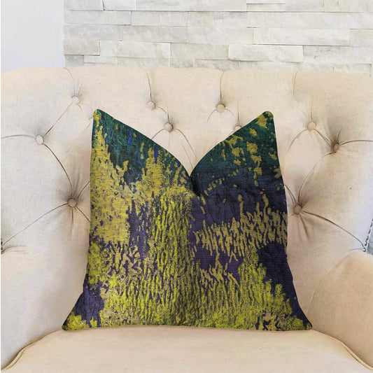 Emerald Rainforest Green, Yellow and Blue Luxury Throw Pillow - Plutus Brands