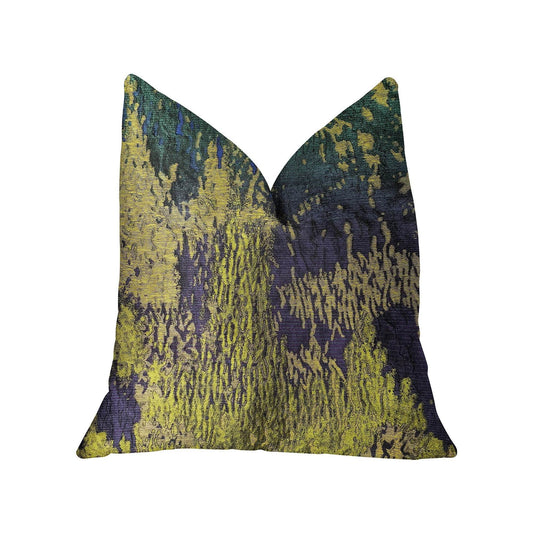 Emerald Rainforest Green, Yellow and Blue Luxury Throw Pillow - Plutus Brands