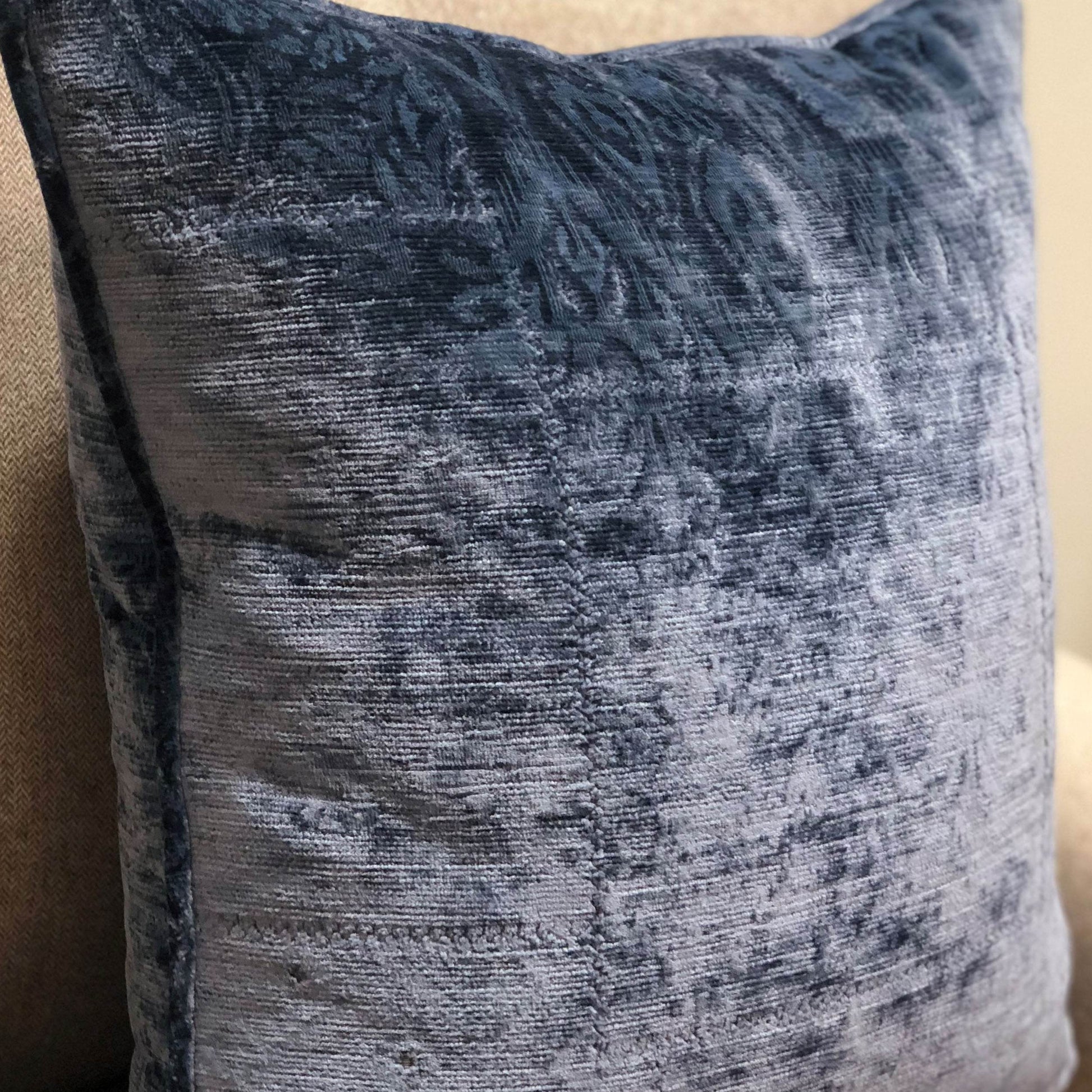 Bleu Velour Blue Luxury Throw Pillow - Plutus Brands