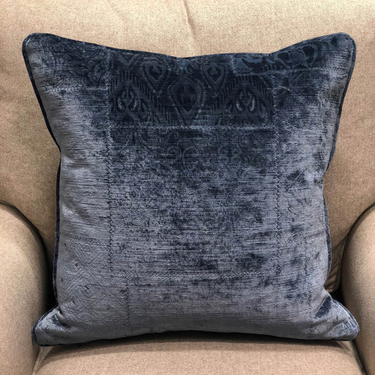 Bleu Velour Blue Luxury Throw Pillow - Plutus Brands