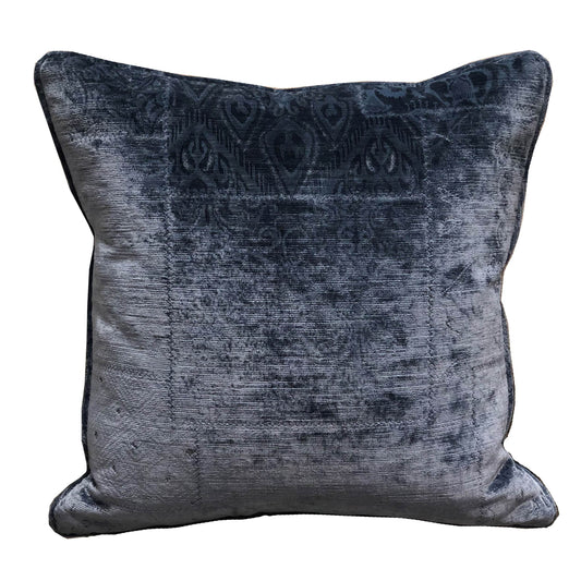 Bleu Velour Blue Luxury Throw Pillow - Plutus Brands