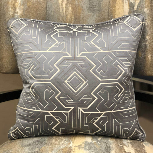 Daria Moss Silver Geometric Luxury Throw Pillow - Plutus Brands