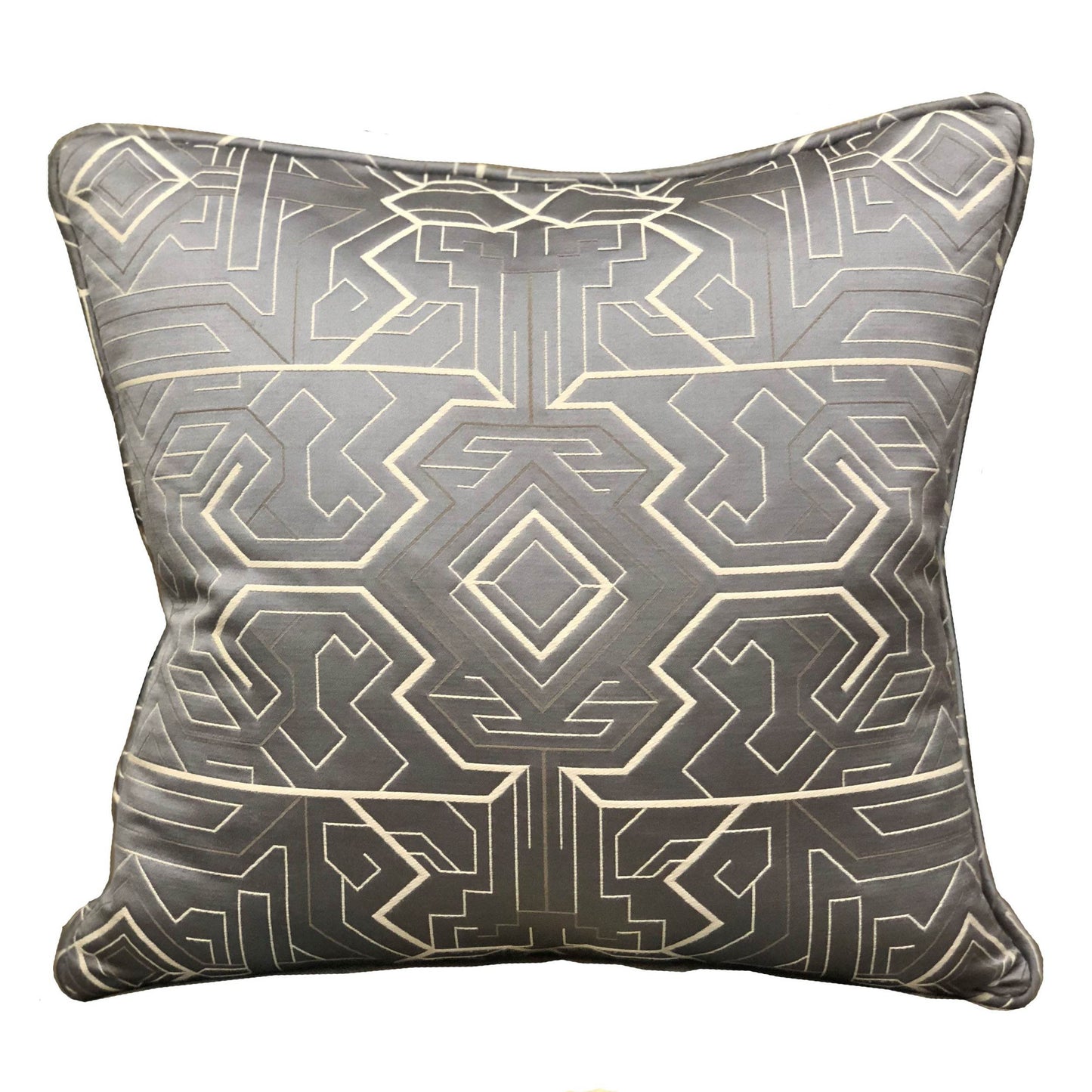 Daria Moss Silver Geometric Luxury Throw Pillow - Plutus Brands