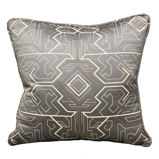 Daria Moss Silver Geometric Luxury Throw Pillow - Plutus Brands