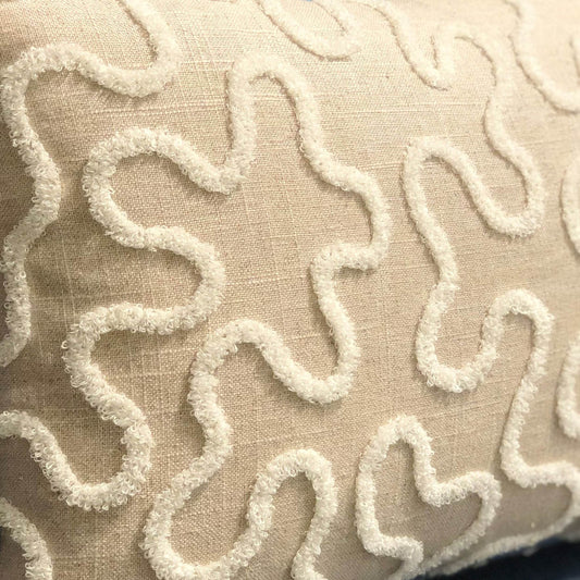 Chandra Taal Beige Geometric Luxury Throw Pillow - Plutus Brands