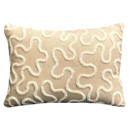 Chandra Taal Beige Geometric Luxury Throw Pillow - Plutus Brands