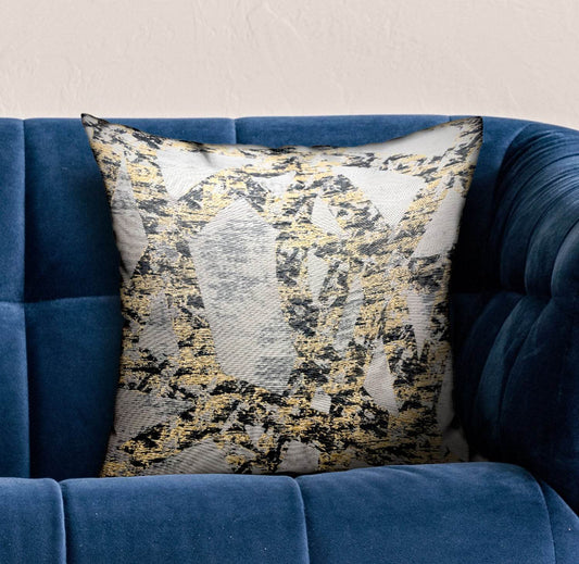 Craven Dust Gold, Gray Abstract Luxury Throw Pillow - Plutus Brands