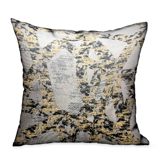 Craven Dust Gold, Gray Abstract Luxury Throw Pillow - Plutus Brands