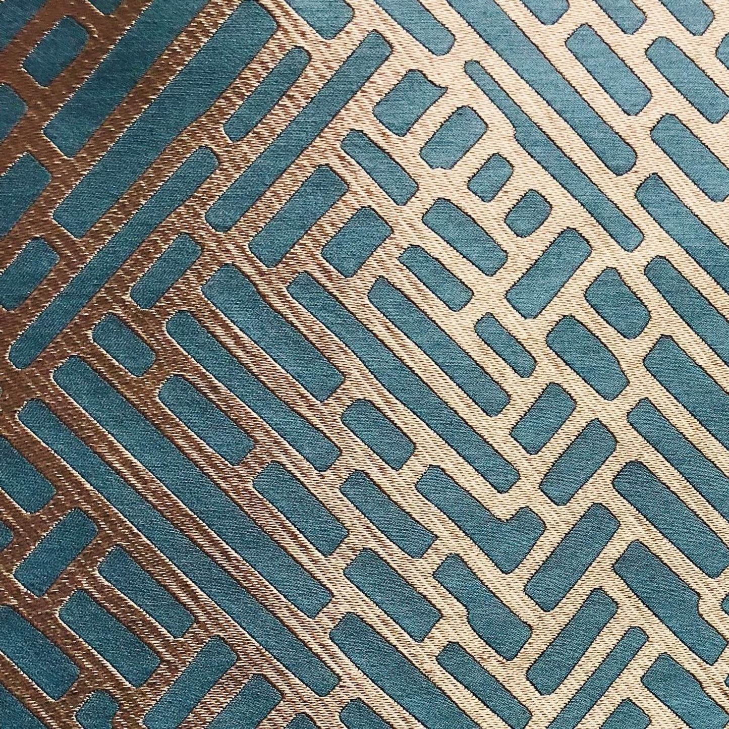 Golden Brick Blue Geometric Luxury Throw Pillow - Plutus Brands