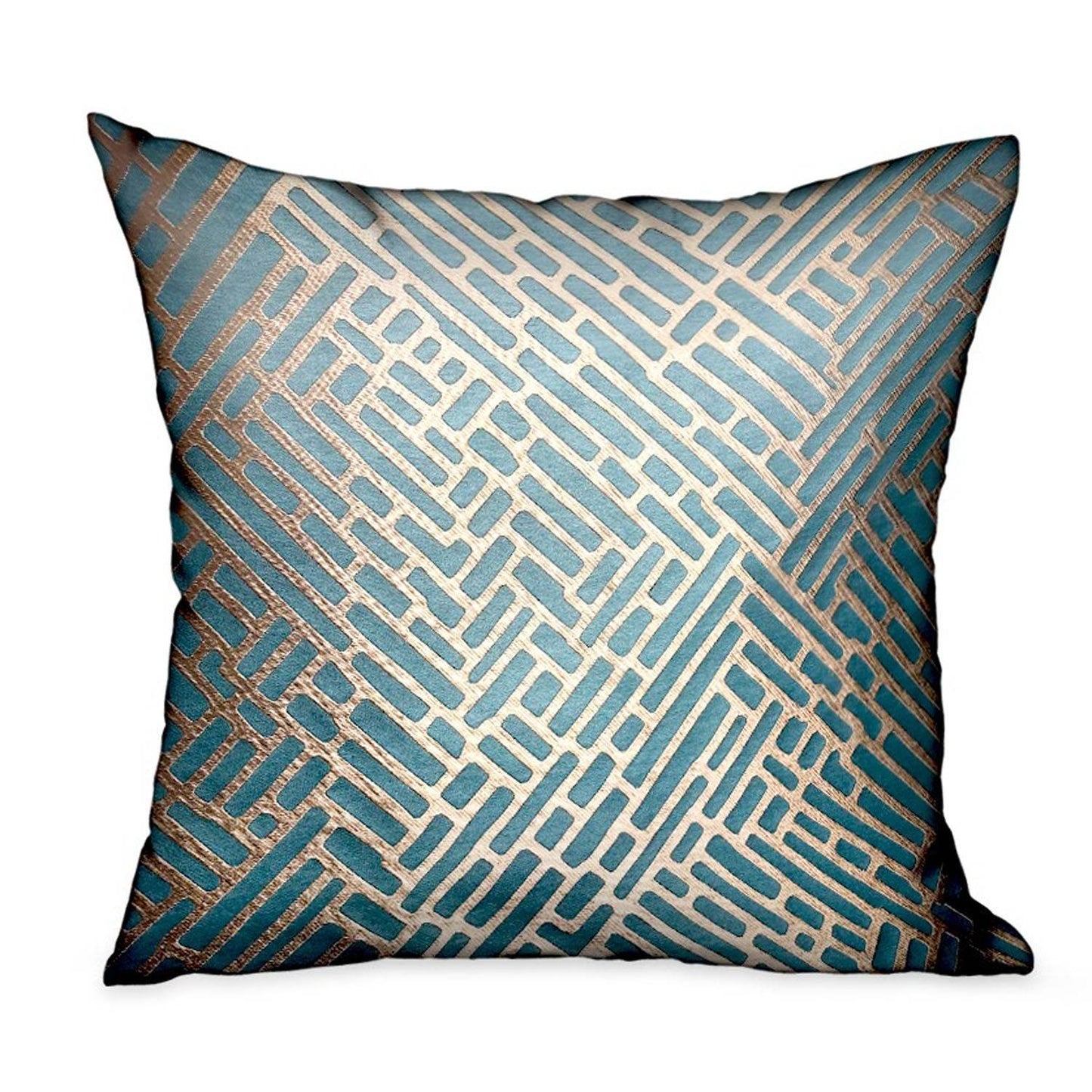 Golden Brick Blue Geometric Luxury Throw Pillow - Plutus Brands