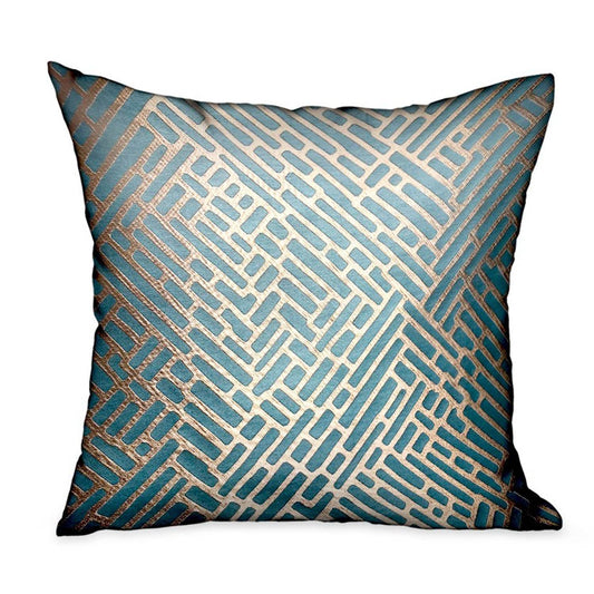 Golden Brick Blue Geometric Luxury Throw Pillow - Plutus Brands