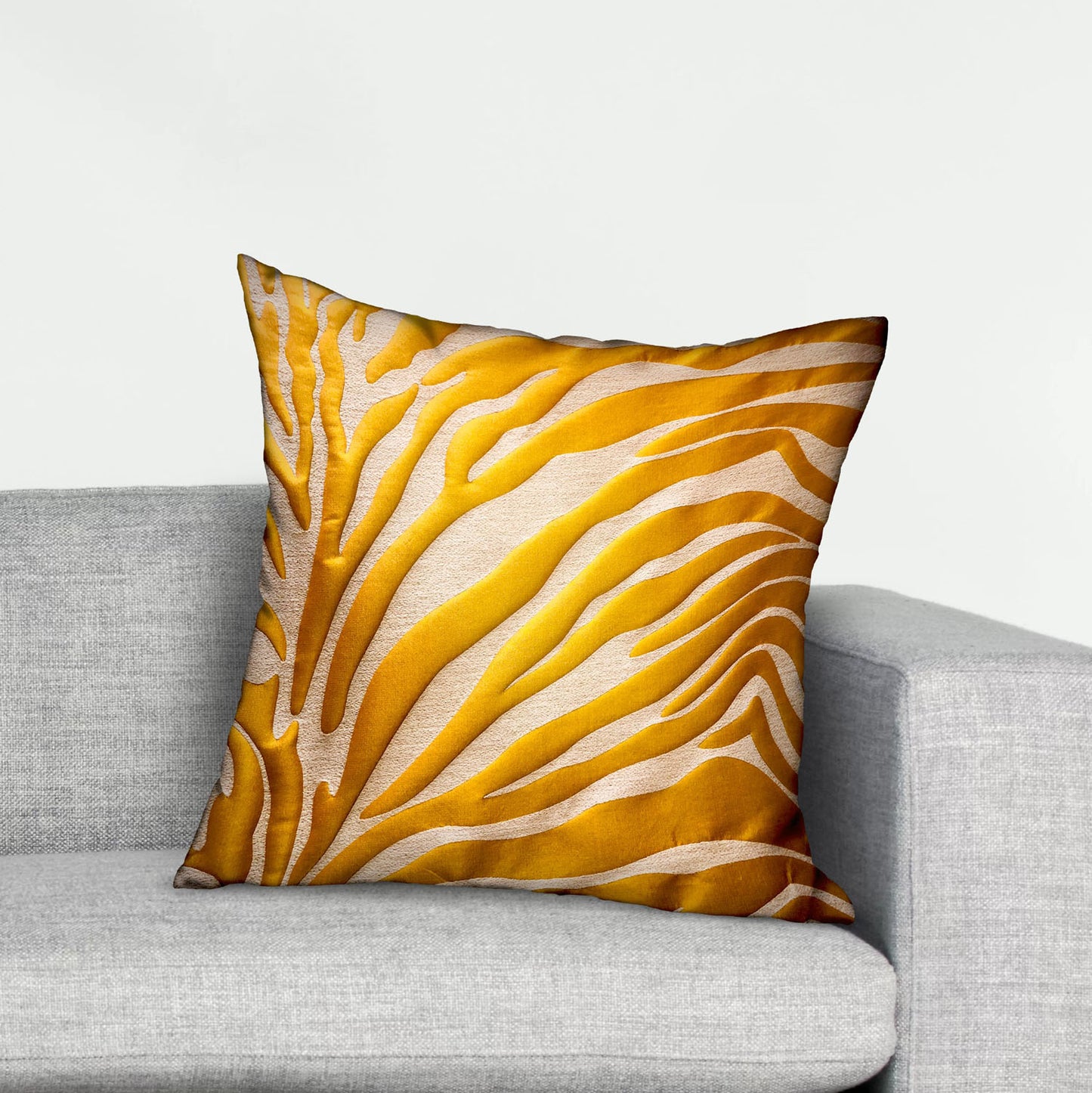Mimosa Zebra Orange Animal Motif Luxury Throw Pillow