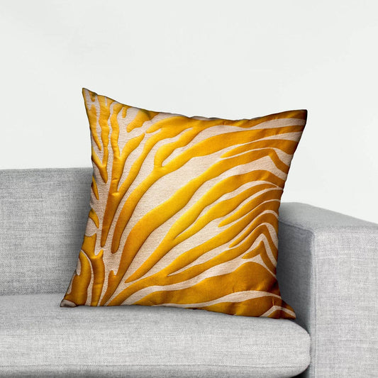 Mimosa Zebra Orange Animal Motif Luxury Throw Pillow - Plutus Brands
