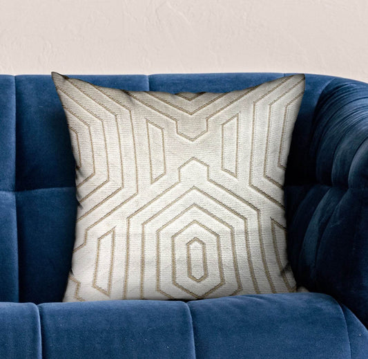 Pearly Velvet Gray Geometric Luxury Throw Pillow - Plutus Brands