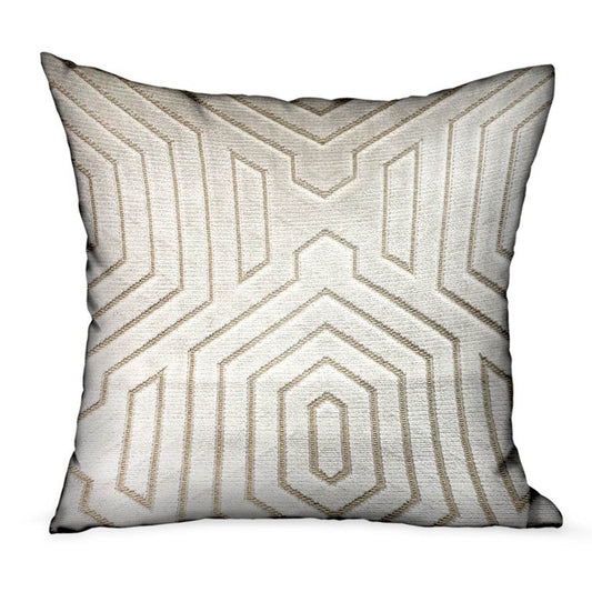 Pearly Velvet Gray Geometric Luxury Throw Pillow - Plutus Brands