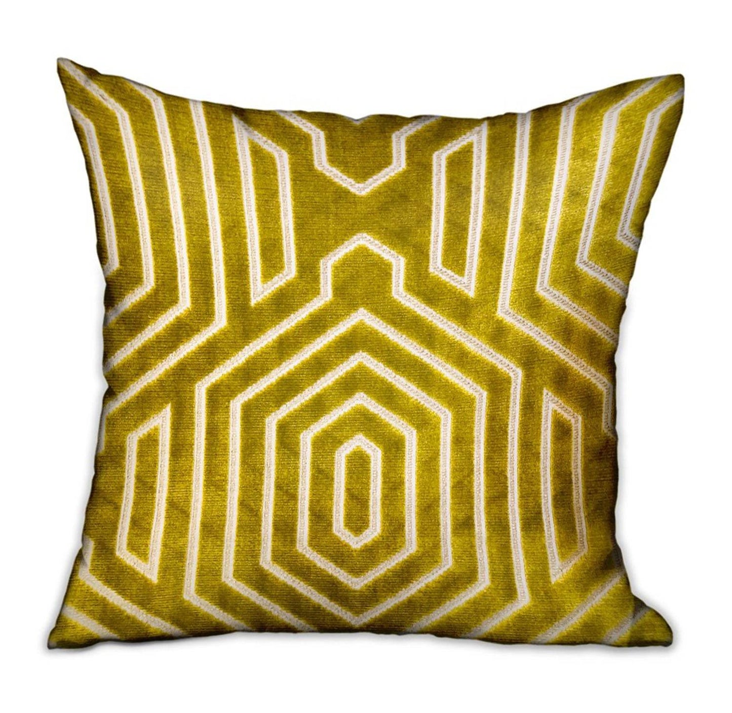 Goldenrod Velvet Gold Geometric Luxury Throw Pillow - Plutus Brands