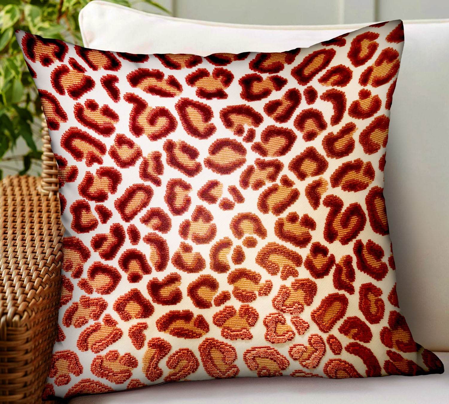 Emberglow Velvet Cheetah Red Animal Motif Luxury Throw Pillow - Plutus Brands