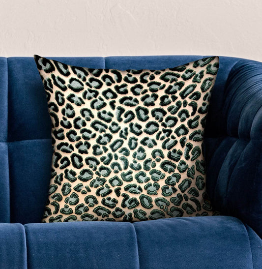 Jade Velvet Cheetah Green Animal Motif Luxury Throw Pillow - Plutus Brands