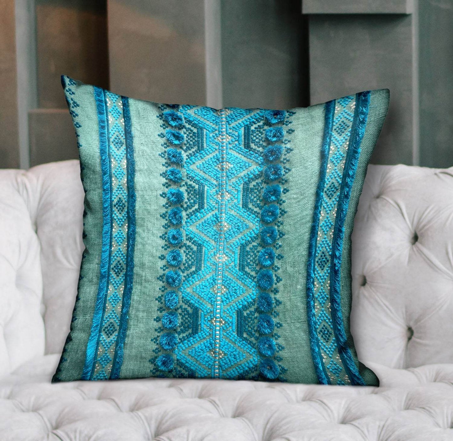 Alexandrite Stripe Green Geometric Luxury Throw Pillow - Plutus Brands