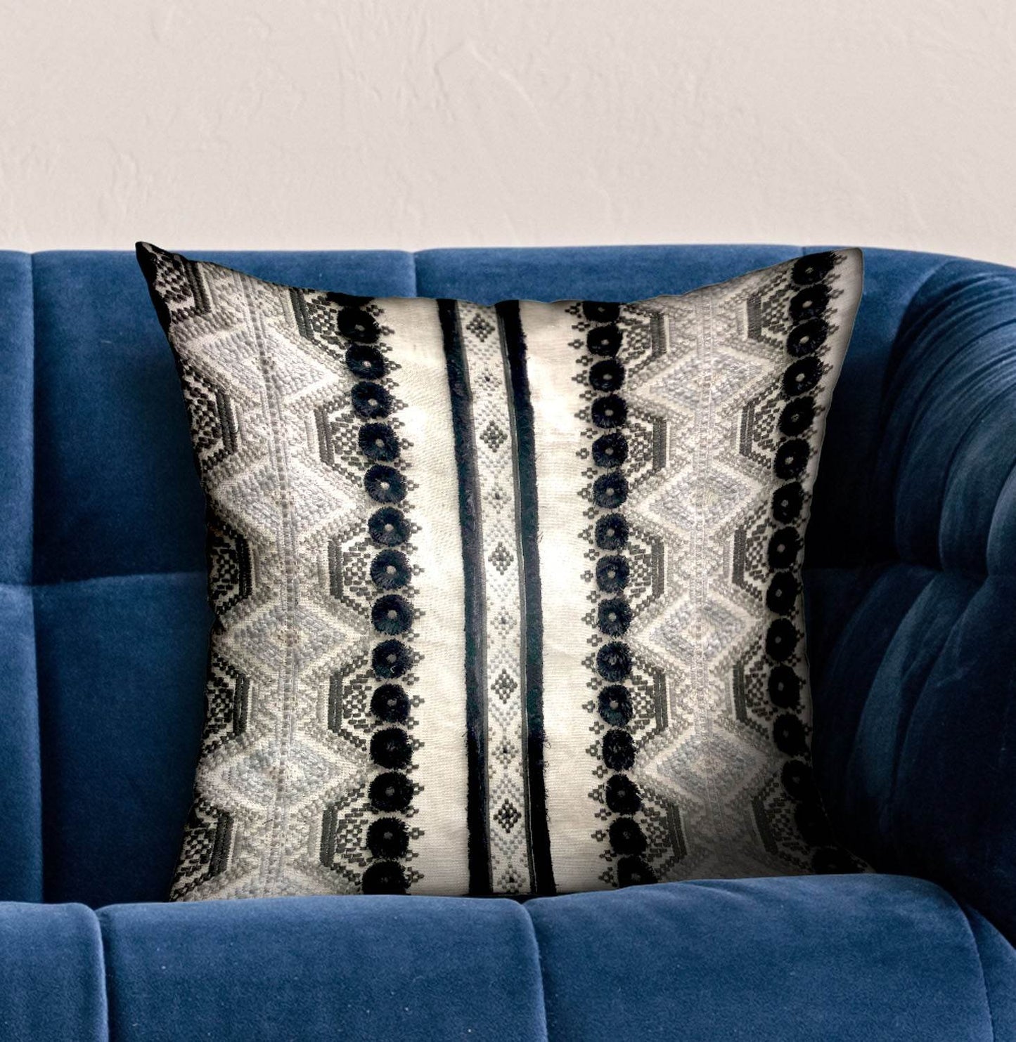 Scandanavian Stripe Black, White Geometric Luxury Throw Pillow - Plutus Brands