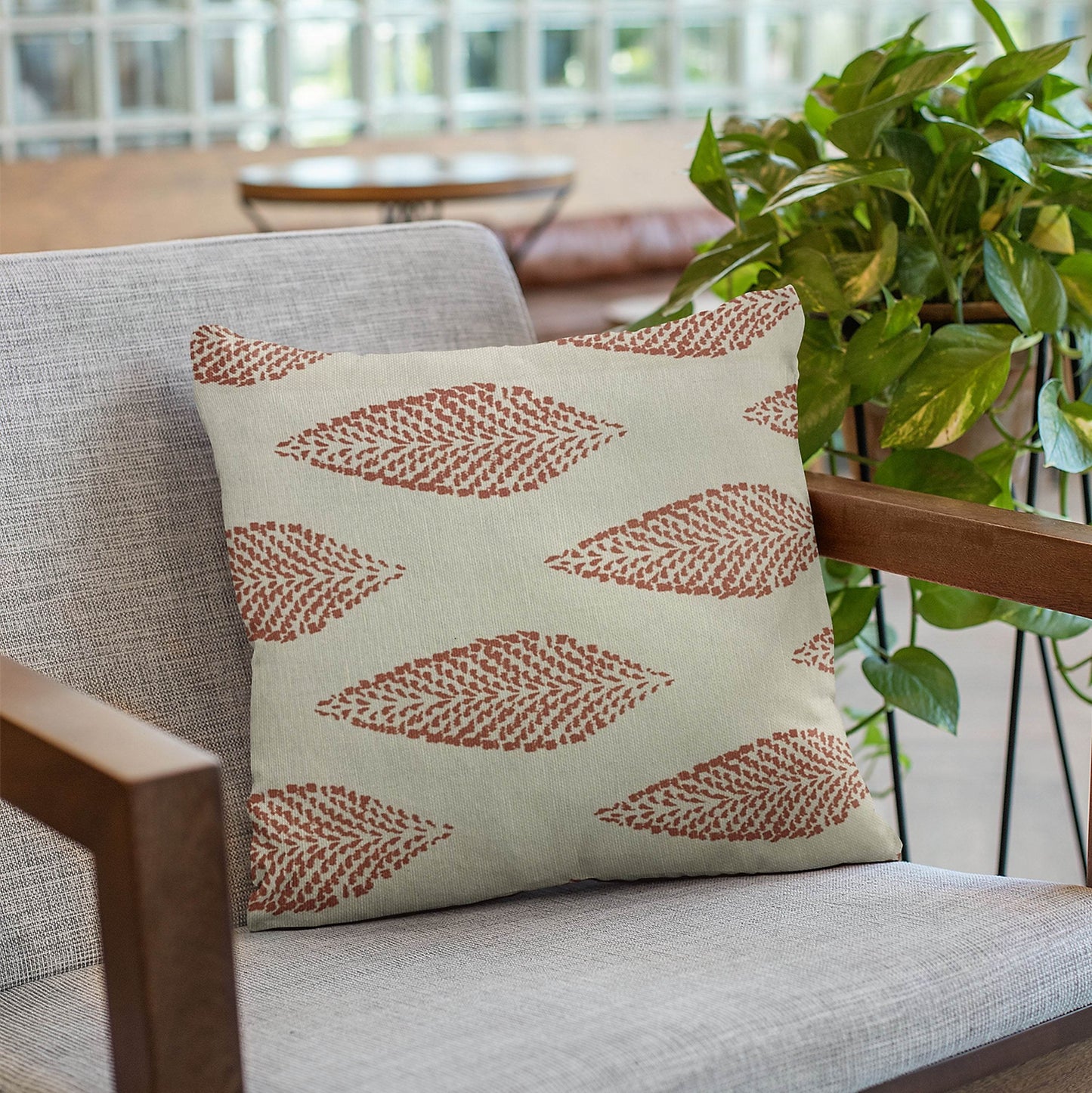 Plutus Red Large Leafs Floral Luxury Throw Pillow - Plutus Brands