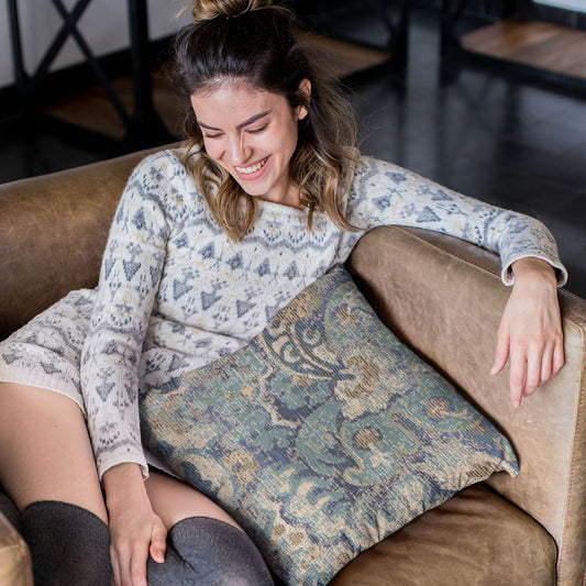 Plutus Blue Amazonian Damask Luxury Throw Pillow - Plutus Brands