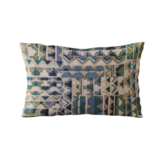 Plutus Blue Pyramids Border Luxury Throw Pillow - Plutus Brands