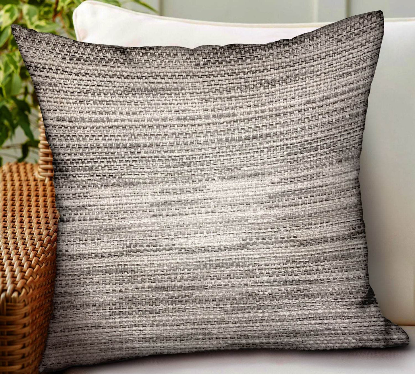 Silver Lake Weave Silver Solid Luxury Outdoor/Indoor Throw Pillow - Plutus Brands
