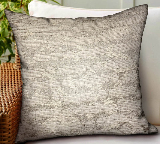 Silvered Rivulet Silver Solid Luxury Outdoor/Indoor Throw Pillow - Plutus Brands