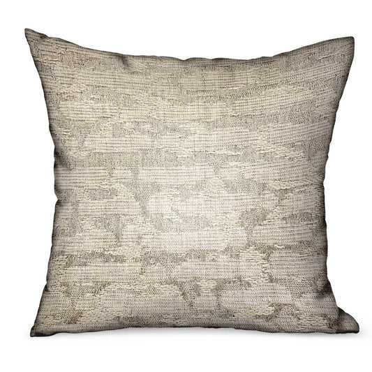 Silvered Rivulet Silver Solid Luxury Outdoor/Indoor Throw Pillow - Plutus Brands