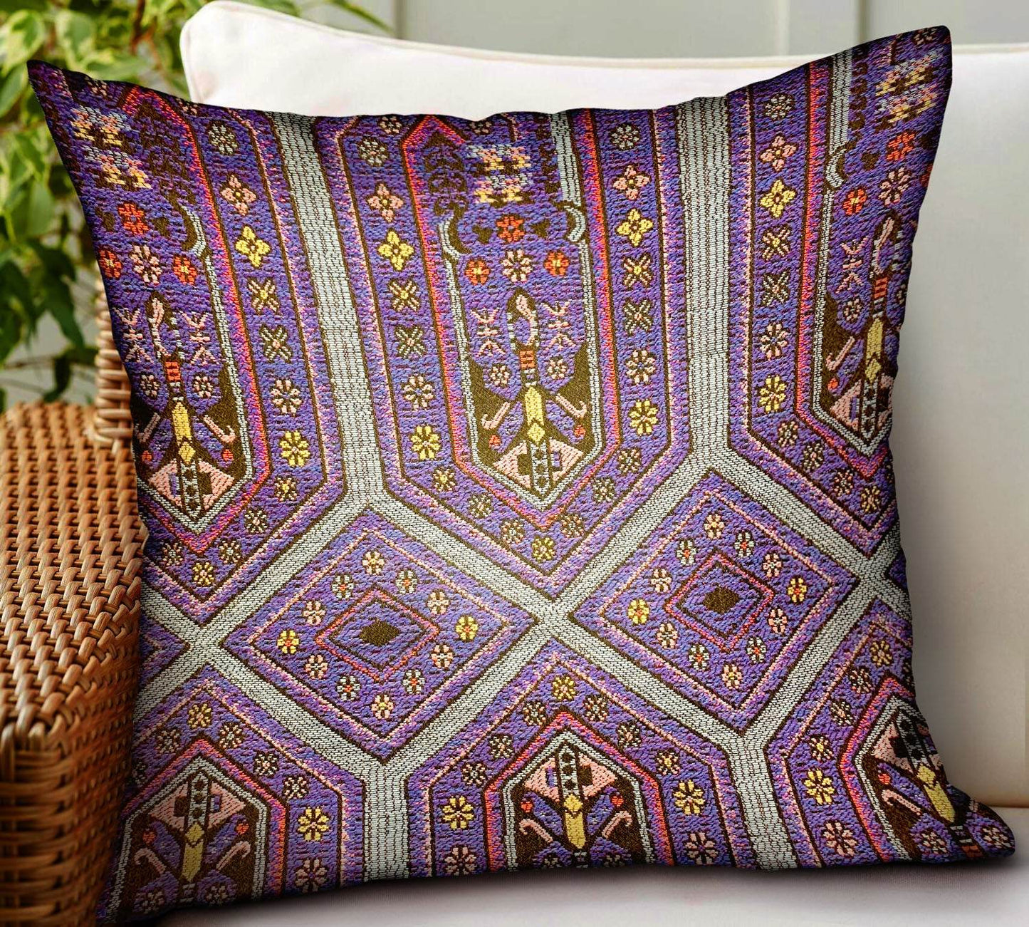 Parisian Vibes Purple Geometric Luxury Outdoor/Indoor Throw Pillow - Plutus Brands