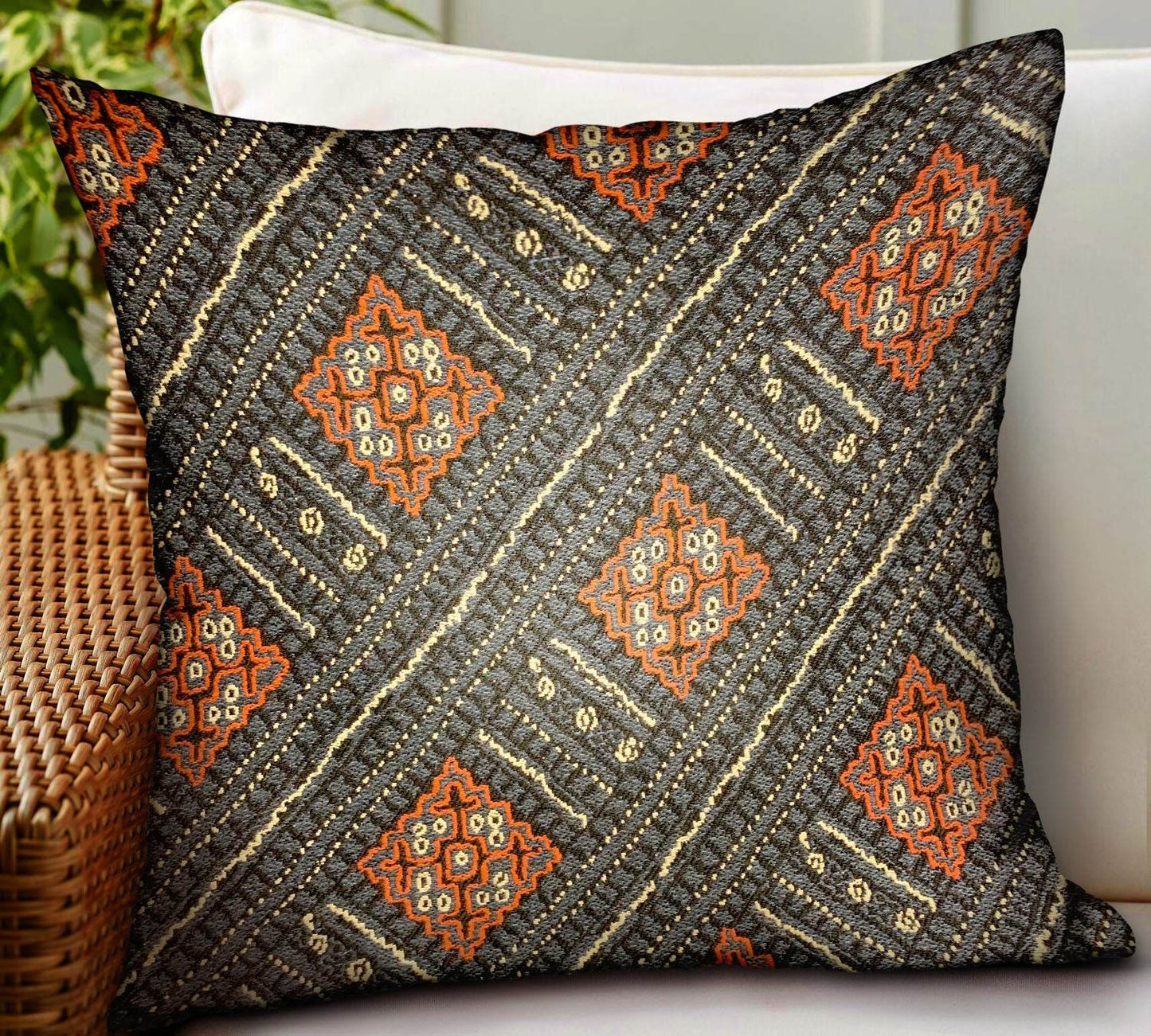 Cobalt Lattice Blue Geometric Luxury Outdoor/Indoor Throw Pillow - Plutus Brands