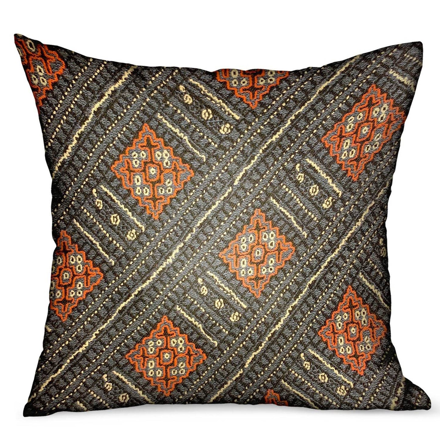 Cobalt Lattice Blue Geometric Luxury Outdoor/Indoor Throw Pillow - Plutus Brands